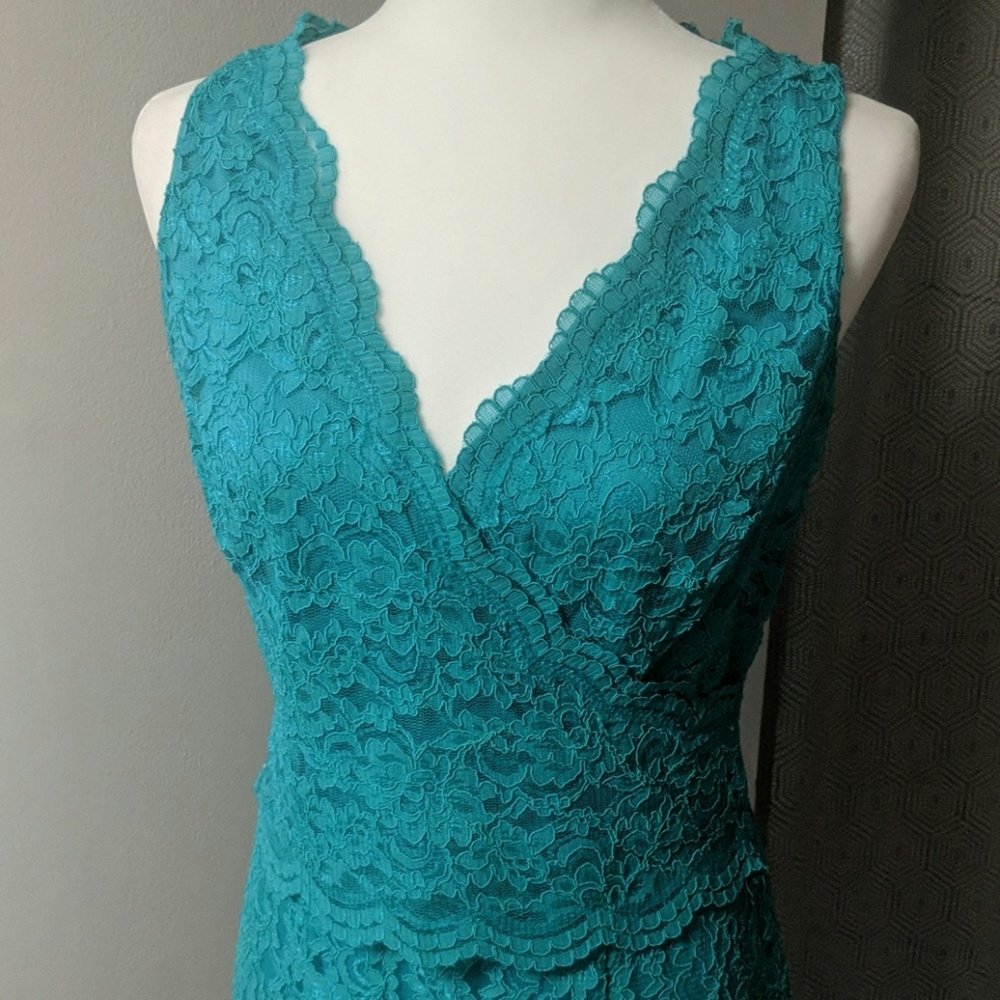 Teal Sleeveless Lauren by Ralph Lauren Sheath - Picture 5 of 7